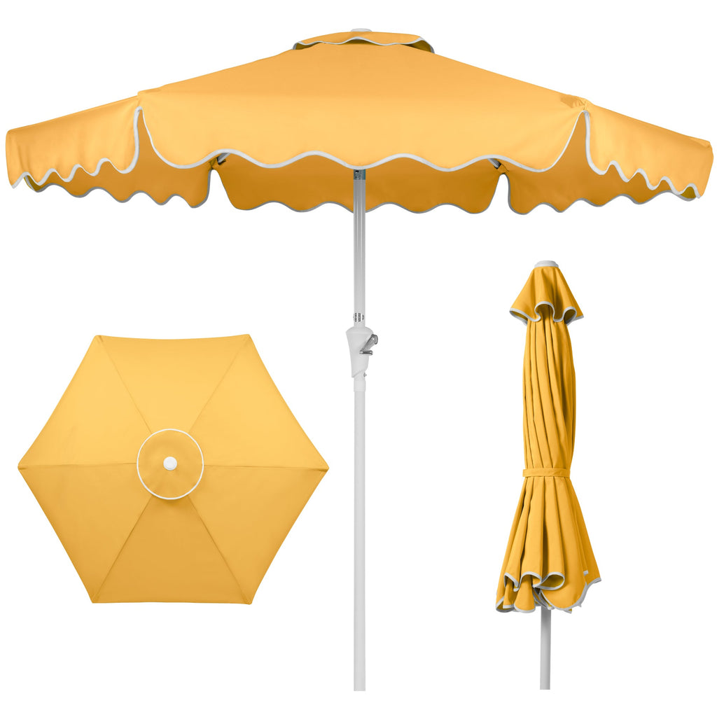 7.5ft Patio Market Umbrella,Wavy Trim UV-Fade-Resistant Crank & Tilt