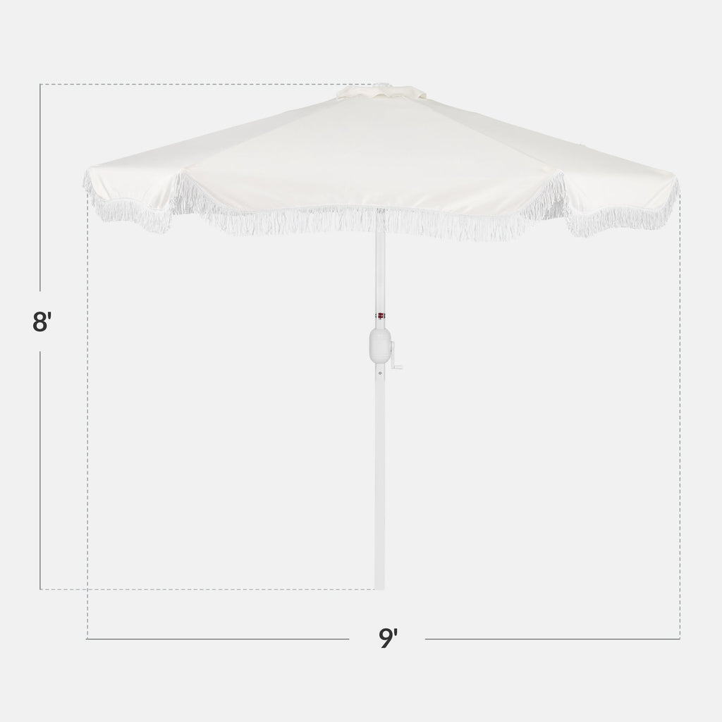 9ft Boho Fringe UmbrellaTilt UPF50+ Steel Pole