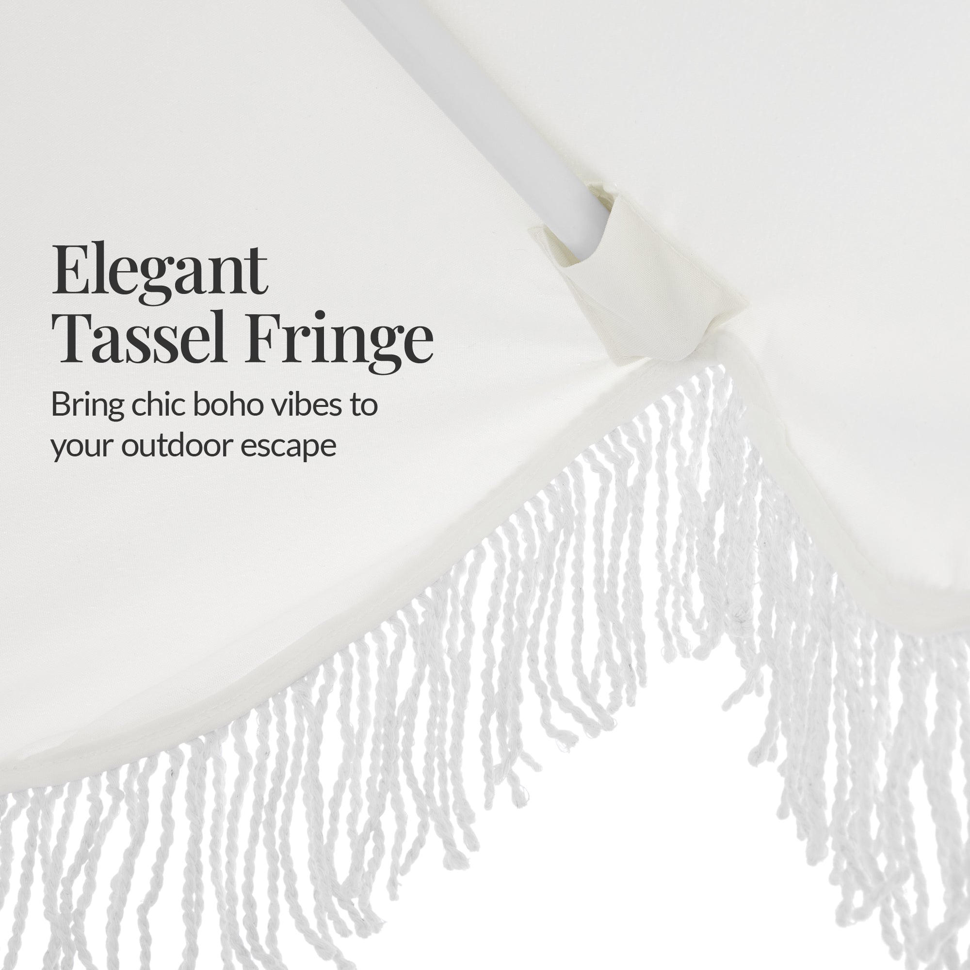 9ft Boho Fringe UmbrellaTilt UPF50+ Steel Pole