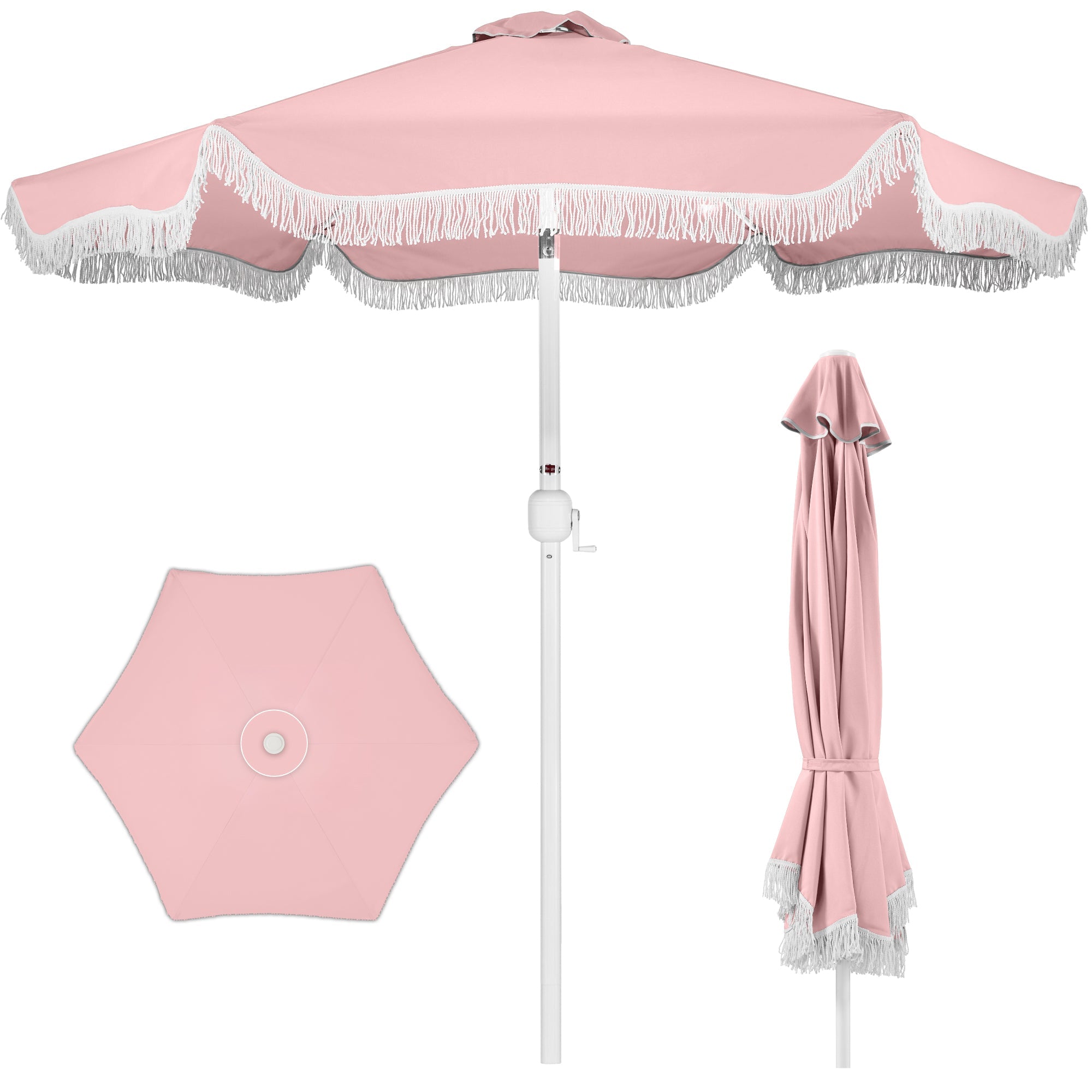 9ft Boho Fringe UmbrellaTilt UPF50+ Steel Pole